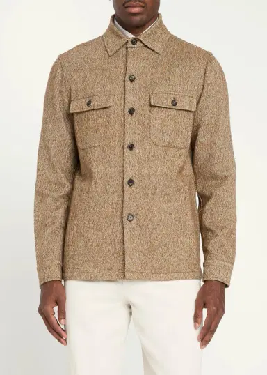 Cesare Attolini Men's Cashmere Donegal Shirt Jacket | Thumbnail 4 Cesare Attolini Men's Cashmere Donegal Shirt Jacket | Thumbnail 4