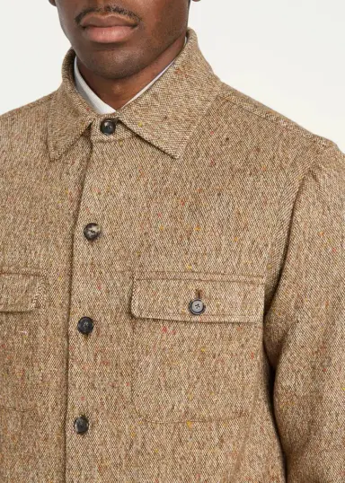 Cesare Attolini Men's Cashmere Donegal Shirt Jacket | Thumbnail 5 Cesare Attolini Men's Cashmere Donegal Shirt Jacket | Thumbnail 5