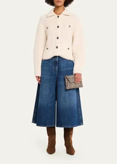 Brunello Cucinelli Duo Check Alpaca-Wool Clutch Bag | Thumbnail 5 Brunello Cucinelli Duo Check Alpaca-Wool Clutch Bag | Thumbnail 5