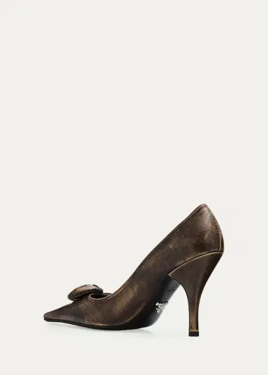 Prada 95mm Rosette Distressed Leather Pumps | Thumbnail 4 Prada 95mm Rosette Distressed Leather Pumps | Thumbnail 4
