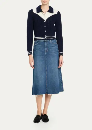 Mother The Circle Frayed Denim Midi Skirt | Thumbnail 2 Mother The Circle Frayed Denim Midi Skirt | Thumbnail 2