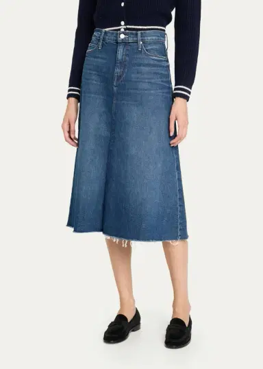 Mother The Circle Frayed Denim Midi Skirt | Thumbnail 4 Mother The Circle Frayed Denim Midi Skirt | Thumbnail 4