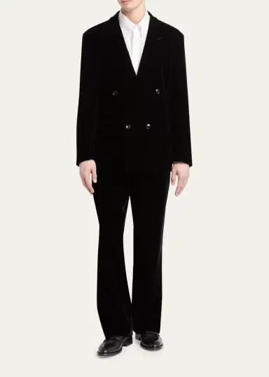 Giorgio Armani Men's Double-Breasted Velvet Blazer | Thumbnail 2 Giorgio Armani Men's Double-Breasted Velvet Blazer | Thumbnail 2