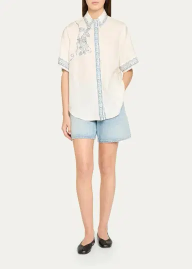 ALÉMAIS Lucky Short-Sleeve Linen Shirt | Thumbnail 2 ALÉMAIS Lucky Short-Sleeve Linen Shirt | Thumbnail 2