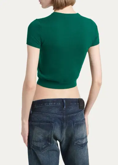 Tom Ford Vintage Washed Cashmere Short-Sleeve Crop Sweater | Thumbnail 3 Tom Ford Vintage Washed Cashmere Short-Sleeve Crop Sweater | Thumbnail 3