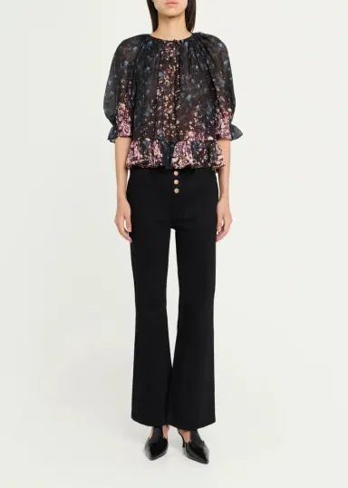 Ulla Johnson Elise Short-Sleeve Silk Blouse | Thumbnail 2 Ulla Johnson Elise Short-Sleeve Silk Blouse | Thumbnail 2