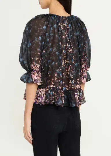 Ulla Johnson Elise Short-Sleeve Silk Blouse | Thumbnail 3 Ulla Johnson Elise Short-Sleeve Silk Blouse | Thumbnail 3