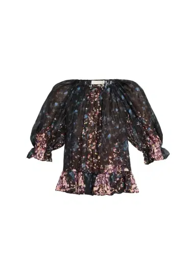 Ulla Johnson Elise Short-Sleeve Silk Blouse | Thumbnail 1 Ulla Johnson Elise Short-Sleeve Silk Blouse | Thumbnail 1