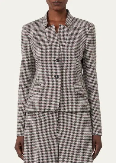 Max Mara Houndstooth Wool Single-Breasted Jacket | Thumbnail 4 Max Mara Houndstooth Wool Single-Breasted Jacket | Thumbnail 4