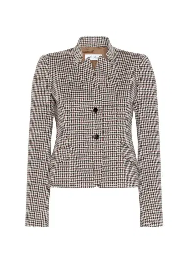 Max Mara Houndstooth Wool Single-Breasted Jacket | Thumbnail 1 Max Mara Houndstooth Wool Single-Breasted Jacket | Thumbnail 1