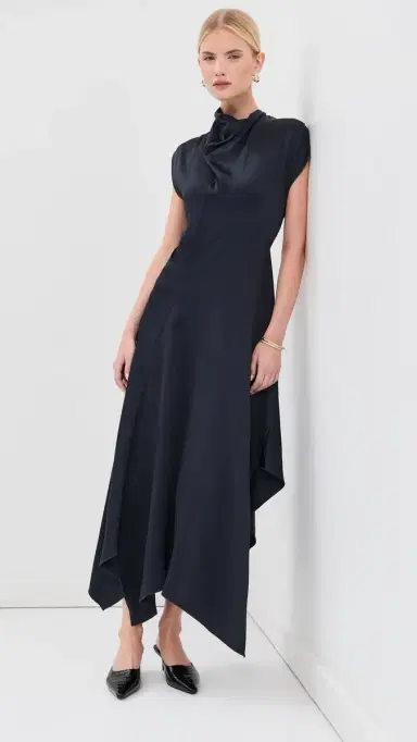 Victoria Beckham High Neck Draped Midi Dress | Thumbnail 2 Victoria Beckham High Neck Draped Midi Dress | Thumbnail 2