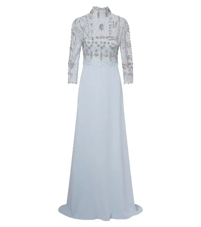 Brona embellished lace-paneled crêpe gown Brona embellished lace-paneled crêpe gown