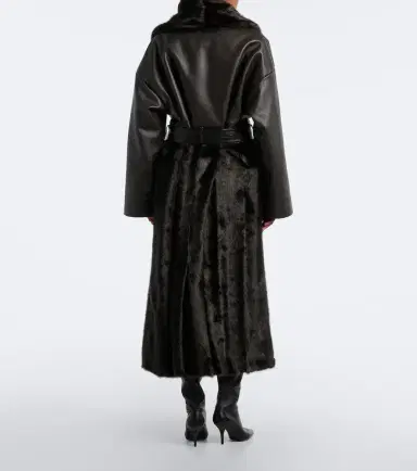 Magda Butrym Belted leather-trimmed coat | Thumbnail 2 Magda Butrym Belted leather-trimmed coat | Thumbnail 2