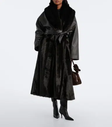 Magda Butrym Belted leather-trimmed coat | Thumbnail 3 Magda Butrym Belted leather-trimmed coat | Thumbnail 3