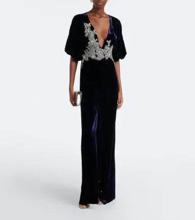 Costarellos Crystal-embellished velvet gown | Thumbnail 4 Costarellos Crystal-embellished velvet gown | Thumbnail 4