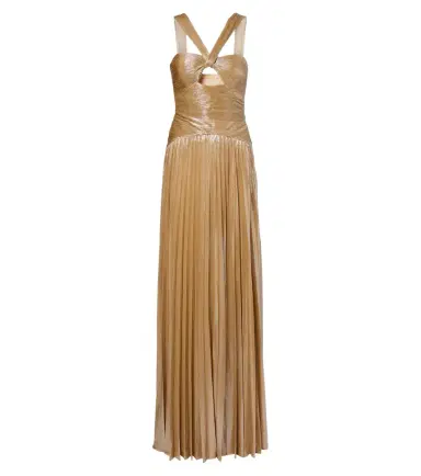 Retrofête Retrofête Solace plissé halterneck gown | Thumbnail 1 Retrofête Retrofête Solace plissé halterneck gown | Thumbnail 1