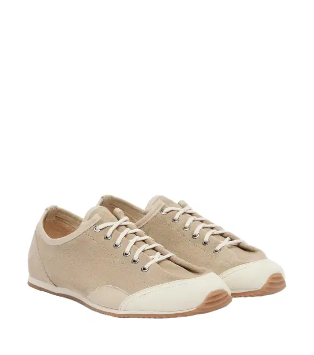 Gummy Grips leather-trimmed suede sneakers Gummy Grips leather-trimmed suede sneakers