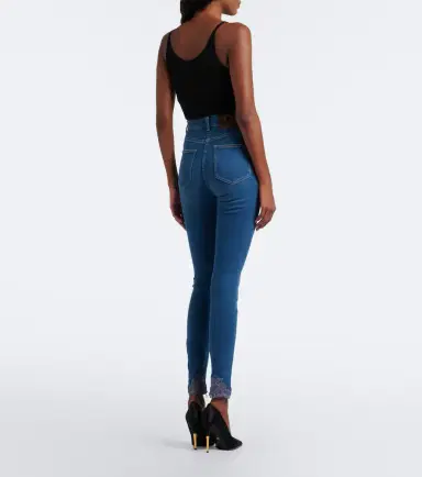 Valentino Lace-trimmed skinny jeans | Thumbnail 3 Valentino Lace-trimmed skinny jeans | Thumbnail 3