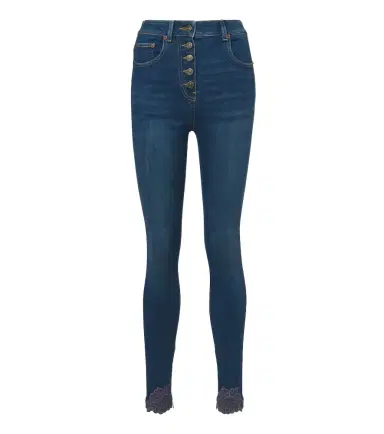 Valentino Lace-trimmed skinny jeans | Thumbnail 1 Valentino Lace-trimmed skinny jeans | Thumbnail 1