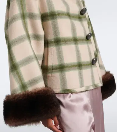 Valentino Plaid shearling-trimmed virgin wool jacket | Thumbnail 5 Valentino Plaid shearling-trimmed virgin wool jacket | Thumbnail 5