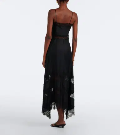 Ulla Johnson Coco lace-trimmed silk twill midi dress | Thumbnail 2 Ulla Johnson Coco lace-trimmed silk twill midi dress | Thumbnail 2