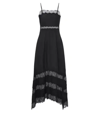 Ulla Johnson Coco lace-trimmed silk twill midi dress | Thumbnail 1 Ulla Johnson Coco lace-trimmed silk twill midi dress | Thumbnail 1