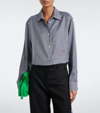Loewe Double L gingham silk twill shirt | Thumbnail 6 Loewe Double L gingham silk twill shirt | Thumbnail 6