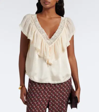 DÔEN Dôen Yadira lace-trimmed ruffled silk blouse | Thumbnail 3 DÔEN Dôen Yadira lace-trimmed ruffled silk blouse | Thumbnail 3