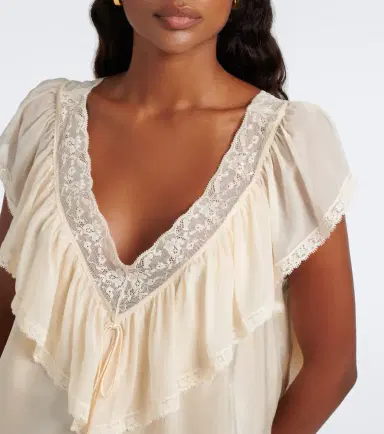 DÔEN Dôen Yadira lace-trimmed ruffled silk blouse | Thumbnail 5 DÔEN Dôen Yadira lace-trimmed ruffled silk blouse | Thumbnail 5