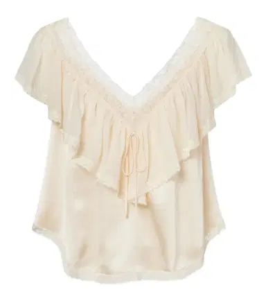 DÔEN Dôen Yadira lace-trimmed ruffled silk blouse | Thumbnail 1 DÔEN Dôen Yadira lace-trimmed ruffled silk blouse | Thumbnail 1