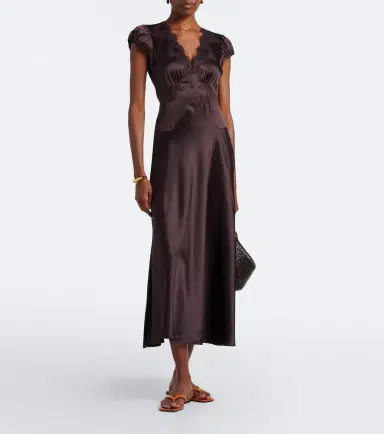 DÔEN Dôen Coraline lace-trimmed silk satin midi dress | Thumbnail 5 DÔEN Dôen Coraline lace-trimmed silk satin midi dress | Thumbnail 5