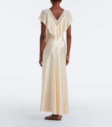 DÔEN Dôen Léoris lace-trimmed ruffled silk midi dress | Thumbnail 2 DÔEN Dôen Léoris lace-trimmed ruffled silk midi dress | Thumbnail 2