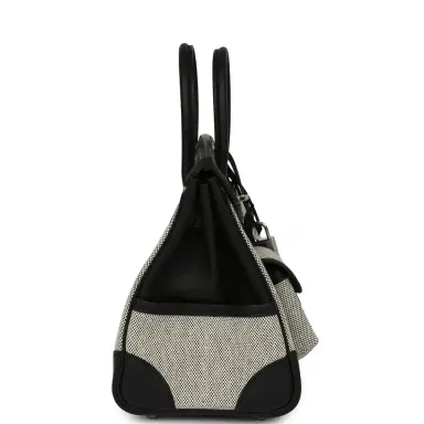 HERMÈS Hermes Birkin 25 Cargo Ecru-Black Toile H Canvas and Black Swift Palladium Hardware | Thumbnail 3 HERMÈS Hermes Birkin 25 Cargo Ecru-Black Toile H Canvas and Black Swift Palladium Hardware | Thumbnail 3