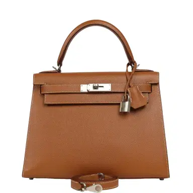 HERMÈS Hermes Kelly Sellier 28 Gold Verso Epsom Palladium Hardware | Thumbnail 1 HERMÈS Hermes Kelly Sellier 28 Gold Verso Epsom Palladium Hardware | Thumbnail 1
