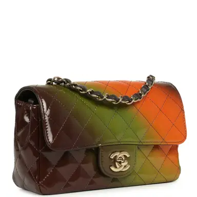 Chanel Pre-owned Chanel Mini Paris-Dakar "Sunset Rectangular Flap Bag Brown, Green, Orange Patent Light Gold Hardware | Thumbnail 2 Chanel Pre-owned Chanel Mini Paris-Dakar "Sunset Rectangular Flap Bag Brown, Green, Orange Patent Light Gold Hardware | Thumbnail 2