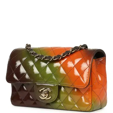 Chanel Pre-owned Chanel Mini Paris-Dakar "Sunset Rectangular Flap Bag Brown, Green, Orange Patent Light Gold Hardware | Thumbnail 5 Chanel Pre-owned Chanel Mini Paris-Dakar "Sunset Rectangular Flap Bag Brown, Green, Orange Patent Light Gold Hardware | Thumbnail 5