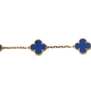 Van Cleef & Arpels Van Cleef & Arpels Vintage Alhambra 5 Motif Bracelet Blue Agate 18K Yellow Gold | Thumbnail 3 Van Cleef & Arpels Van Cleef & Arpels Vintage Alhambra 5 Motif Bracelet Blue Agate 18K Yellow Gold | Thumbnail 3