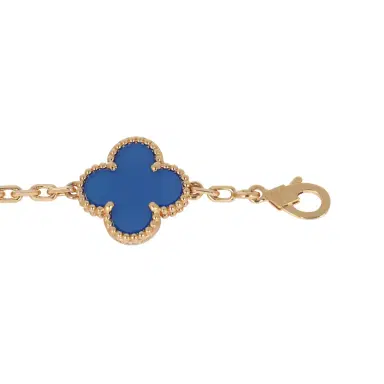 Van Cleef & Arpels Van Cleef & Arpels Vintage Alhambra 5 Motif Bracelet Blue Agate 18K Yellow Gold | Thumbnail 5 Van Cleef & Arpels Van Cleef & Arpels Vintage Alhambra 5 Motif Bracelet Blue Agate 18K Yellow Gold | Thumbnail 5