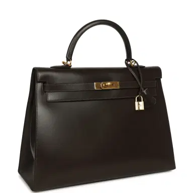 HERMÈS Vintage Hermes Kelly Sellier 35 Chocolat Box Calfskin Gold Hardware | Thumbnail 2 HERMÈS Vintage Hermes Kelly Sellier 35 Chocolat Box Calfskin Gold Hardware | Thumbnail 2