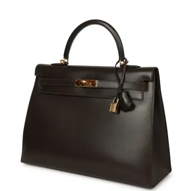 HERMÈS Vintage Hermes Kelly Sellier 35 Chocolat Box Calfskin Gold Hardware | Thumbnail 5 HERMÈS Vintage Hermes Kelly Sellier 35 Chocolat Box Calfskin Gold Hardware | Thumbnail 5