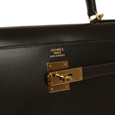 HERMÈS Vintage Hermes Kelly Sellier 35 Chocolat Box Calfskin Gold Hardware | Thumbnail 7 HERMÈS Vintage Hermes Kelly Sellier 35 Chocolat Box Calfskin Gold Hardware | Thumbnail 7