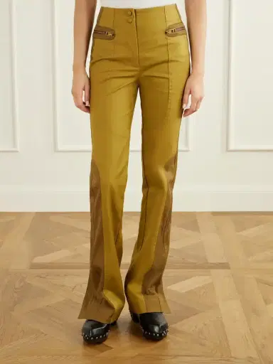 Zimmermann Valiant Two-tone Cotton-drill Mid-rise Straight-leg Pants | Thumbnail 3 Zimmermann Valiant Two-tone Cotton-drill Mid-rise Straight-leg Pants | Thumbnail 3