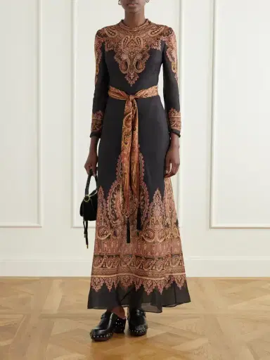 Zimmermann Ascent Belted Printed Linen And Silk-blend Maxi Dress | Thumbnail 2 Zimmermann Ascent Belted Printed Linen And Silk-blend Maxi Dress | Thumbnail 2
