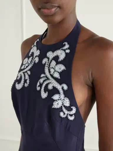 ALÉMAIS Dillon Crystal-embellished Appliquéd Embroidered Cotton-blend Poplin Halterneck Maxi Dress | Thumbnail 4 ALÉMAIS Dillon Crystal-embellished Appliquéd Embroidered Cotton-blend Poplin Halterneck Maxi Dress | Thumbnail 4