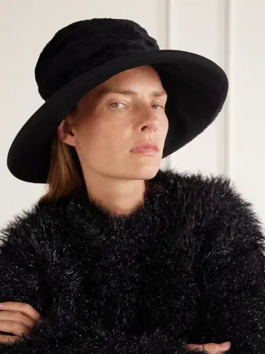 Junya Watanabe Plush And Wool-gabardine Wide Brim Hat | Thumbnail 2 Junya Watanabe Plush And Wool-gabardine Wide Brim Hat | Thumbnail 2