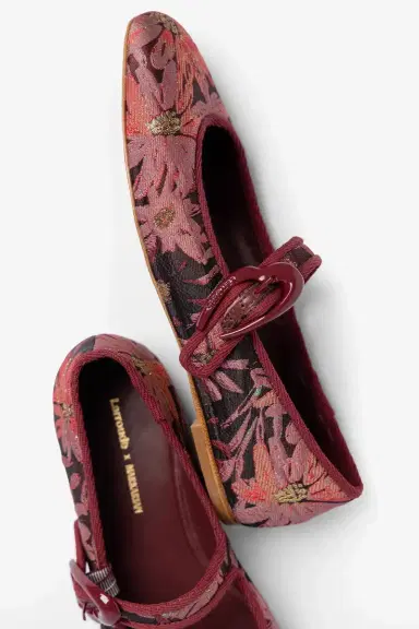 Markarian Larroudé by Markarian: Verona Ballet Flat Burgundy Floral Brocade | Thumbnail 3 Markarian Larroudé by Markarian: Verona Ballet Flat Burgundy Floral Brocade | Thumbnail 3