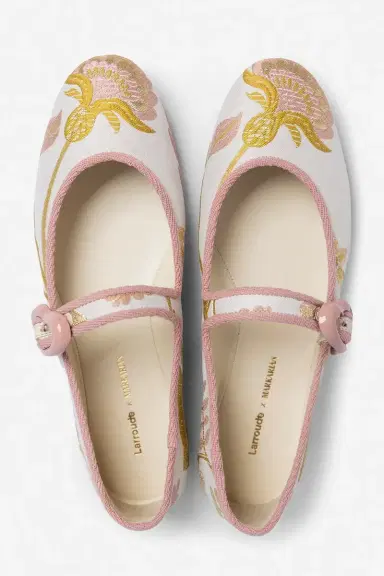 Markarian Larroudé by Markarian: Verona Ballet Flat Mist Floral Brocade | Thumbnail 2 Markarian Larroudé by Markarian: Verona Ballet Flat Mist Floral Brocade | Thumbnail 2