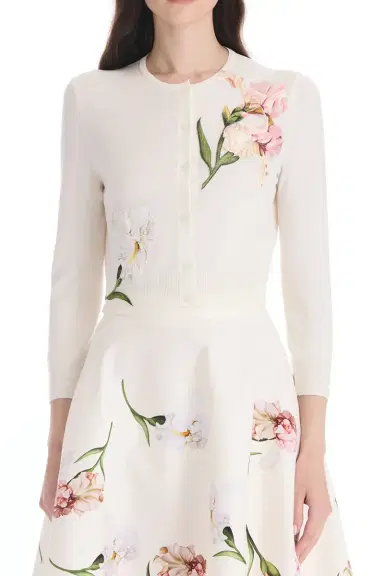 Oscar de la Renta Embroidered Crysanthemum Cardigan | Thumbnail 2 Oscar de la Renta Embroidered Crysanthemum Cardigan | Thumbnail 2