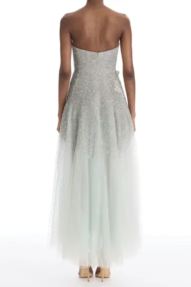 Oscar de la Renta Strapless Mixed All Over Beaded Cocktail Dress | Thumbnail 4 Oscar de la Renta Strapless Mixed All Over Beaded Cocktail Dress | Thumbnail 4