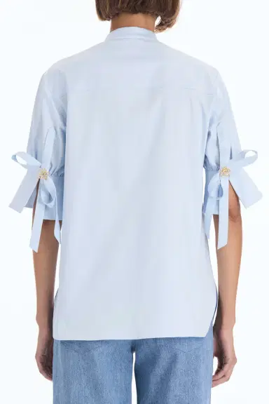 Oscar de la Renta Short Sleeve Poplin Sateen Blouse | Thumbnail 5 Oscar de la Renta Short Sleeve Poplin Sateen Blouse | Thumbnail 5